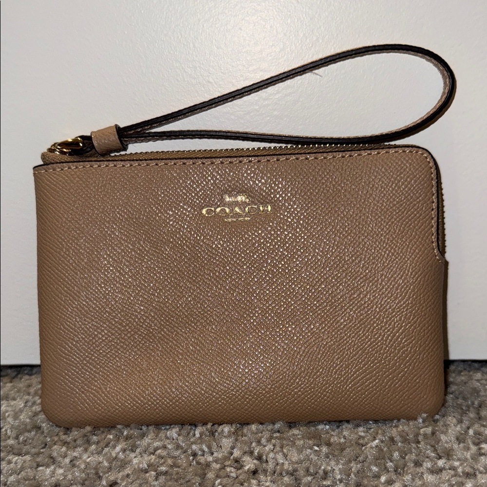 Coach Beige Wristlet with Gold Accents - Picture 2 of 5
